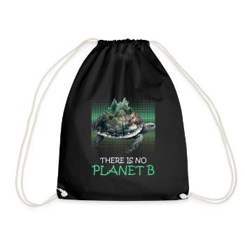There is no Planet B Turtle Species Protection - Drawstring Bag - black - Front