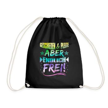 Geschieden und Pleite aber Frei Scheidungsparty - Turnbeutel - Schwarz - Vorne