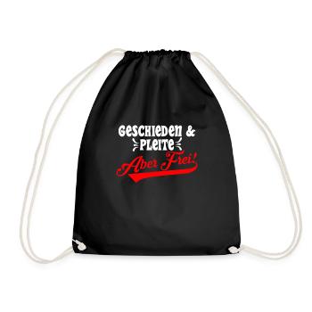 Geschieden & Pleite aber Frei! Scheidungsparty - Turnbeutel - Schwarz - Vorne