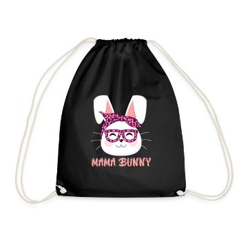 Mom Rabbit Rabbit Face Cool Easter Bunny Mom - Drawstring Bag - black - Front