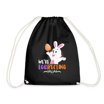 Egg-Specting Easter Bunny Easter Eggs Easter - Drawstring Bag - black - Front