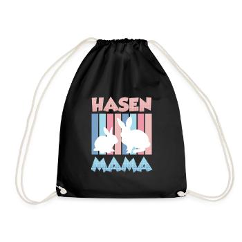 Hasen Mama Hase Osterhasen Osterfreunde Ostern - Turnbeutel - Schwarz - Vorne