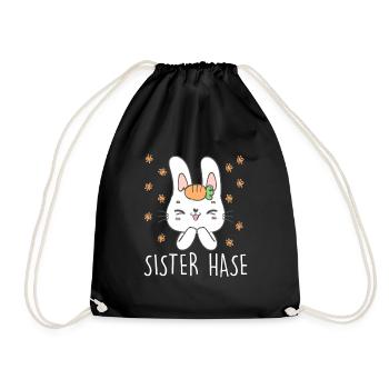 Osterhasen Schwester Easter Bunny Cute - Turnbeutel - Schwarz - Vorne