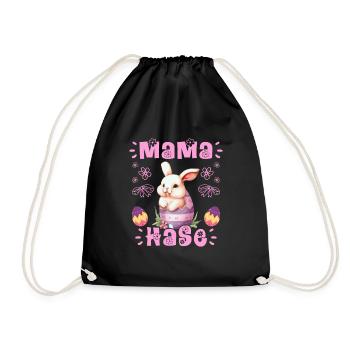 Hasen Mama Hase Osterhasen Osterfreunde Ostern - Turnbeutel - Schwarz - Vorne