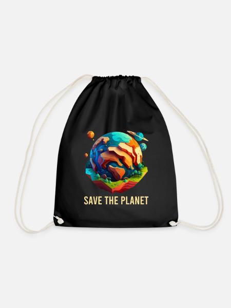Rette unseren Planeten Umweltschützer Klimaschutz - Turnbeutel - Schwarz