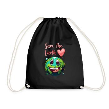 Save the Earth Environmental Protection and Species Conservation - Drawstring Bag - black - Front