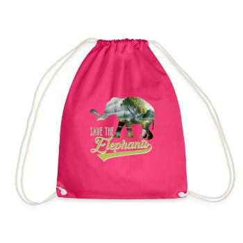Save the Elephants Species Conservation Endangered Species - Drawstring Bag - fuchsia - Front