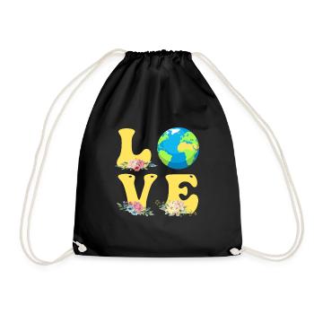 Save the Earth LOVE Mission Earth Environmental Protection - Drawstring Bag - black - Front