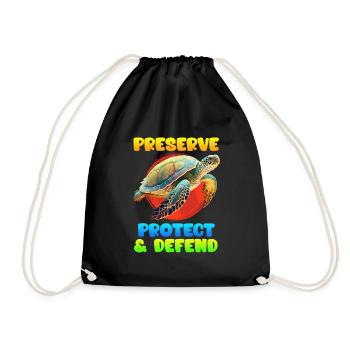 Save Nature Turtles Species Conservation Environment - Drawstring Bag - black - Front