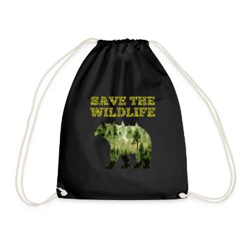 Save the Earth Environmental Protection Species Conservation Earth Day - Drawstring Bag - black - Front