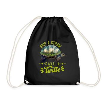 Save the turtles Environmental Protection Ocean - Drawstring Bag - black - Front