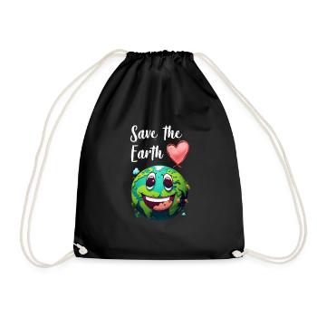 Save the Earth Umweltschutz und Artenschutz - Turnbeutel - Schwarz - Vorne