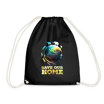 Save our home Planet Save the Earth Nature Conservation - Drawstring Bag - black - Front