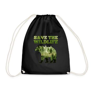 Save the Earth Environmental Protection Species Conservation Earth Day - Drawstring Bag - black - Front