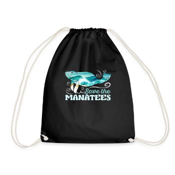 Save the Ocean Manatee Species Conservation Endangered Animals - Drawstring Bag - black - Front