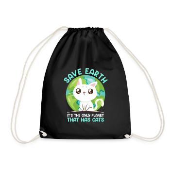 Save Earth Katzenliebhaber Artenschutz Umwelt - Turnbeutel - Schwarz - Vorne