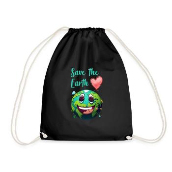 Save the Earth Umweltschutz und Artenschutz - Turnbeutel - Schwarz - Vorne