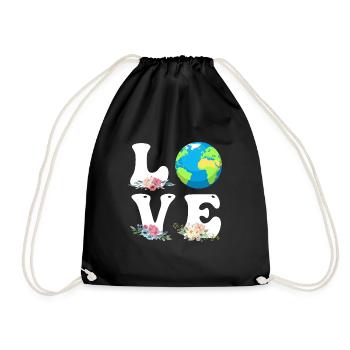 Save the Earth LOVE Mission Earth Environmental Protection - Drawstring Bag - black - Front