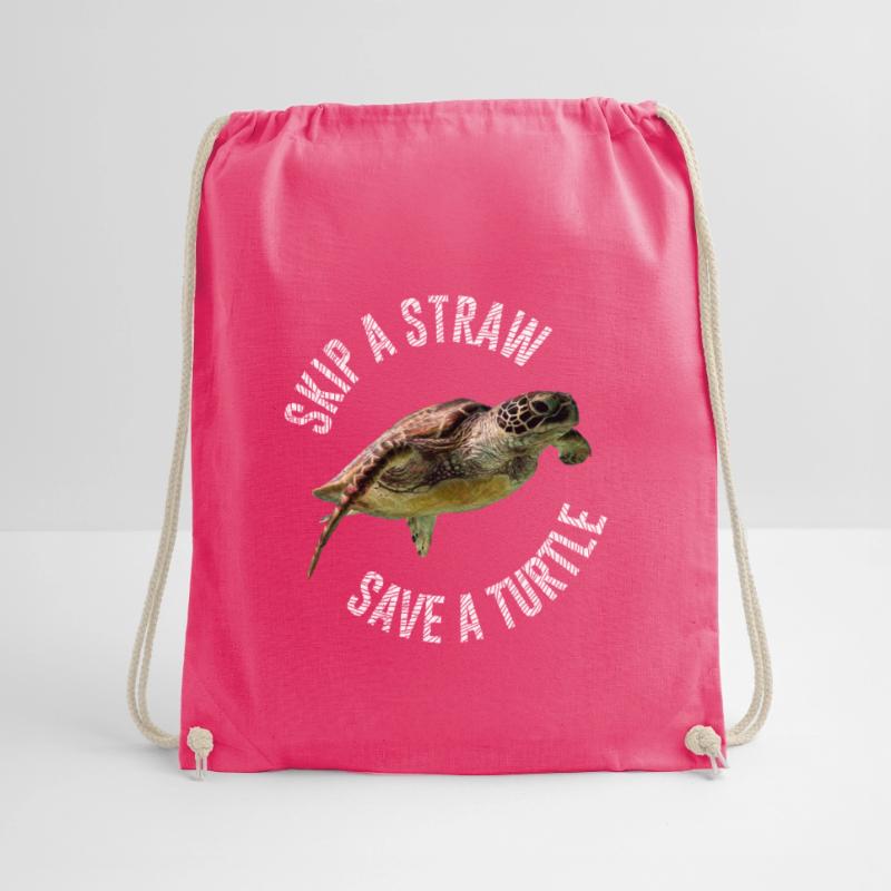 Skip A Straw Save A Turtle Environment Turtle Drawstring Bag