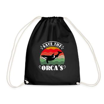 Save the Whales Orca Whale Conservation Environment - Drawstring Bag - black - Front