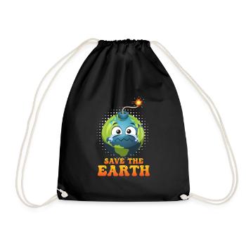 Save the Earth LOVE Mission Earth Environmental Protection - Drawstring Bag - black - Front
