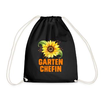 Garten Chefin Sonnenblumen Gartenfreundin - Turnbeutel - Schwarz - Vorne