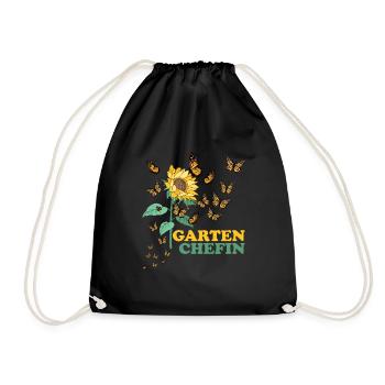Garten Chefin Sonnenblumen Gartenfreundin Blumen - Turnbeutel - Schwarz - Vorne