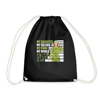 Proud Father Army Soldier Daughter Patriot - Drawstring Bag - black - Front