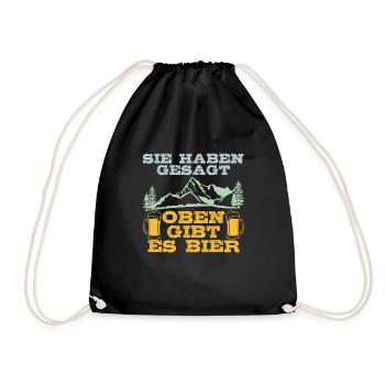 Hiker Beer Fan At the top there is beer Mountain Fan Mountains - Drawstring Bag - black - Front