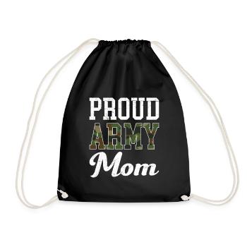 Proud Mom Army Military Mom Soldiers - Drawstring Bag - black - Front