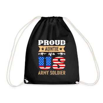 Proud Aunt Army Soldiers Military Fan Aunties - Drawstring Bag - black - Front