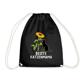 Beste Katzenmama I love Cats Katzenhalter - Turnbeutel - Schwarz - Vorne