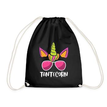 Tanticorn Einhorn Tanten Muttertag Unicorn - Turnbeutel - Schwarz - Vorne