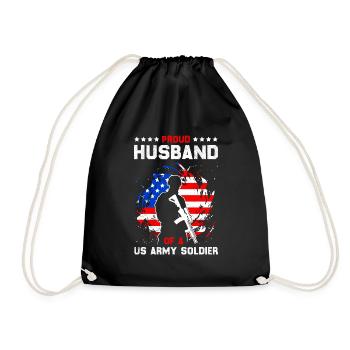 Soldiers Military Fan Proud Husband Army - Drawstring Bag - black - Front