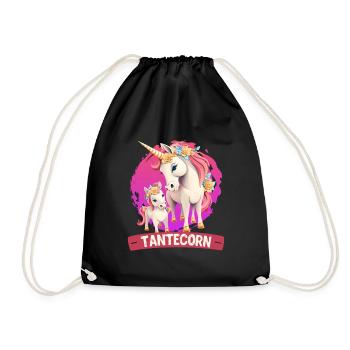 Tanticorn Einhorn Tanten Muttertag Unicorn - Turnbeutel - Schwarz - Vorne