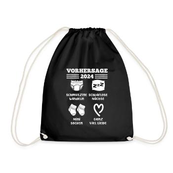 Vorhersage werdende Mama 2024 Baby bald Papa - Turnbeutel - Schwarz - Vorne