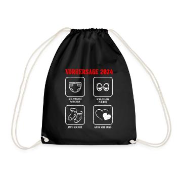 Vorhersage werdende Mama 2024 Baby bald Papa - Turnbeutel - Schwarz - Vorne