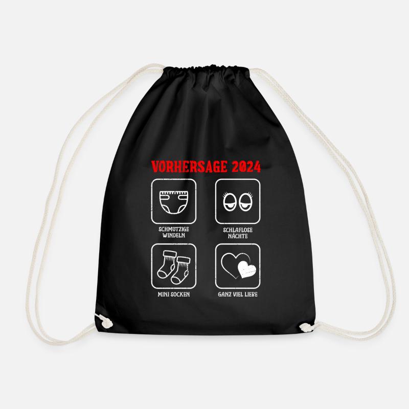 Vorhersage werdende Mama 2024 Baby bald Papa - Turnbeutel - Schwarz