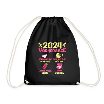 Vorhersage werdende Mama 2024 Baby bald Papa - Turnbeutel - Schwarz - Vorne