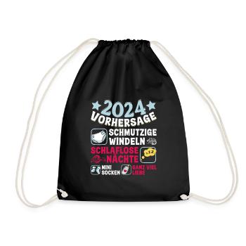 Vorhersage 2024 bald Vater Babyparty 2024 - Turnbeutel - Schwarz - Vorne