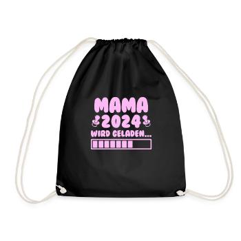 Mama loading 2024 werdende Mama Babyparty 2024 - Turnbeutel - Schwarz - Vorne