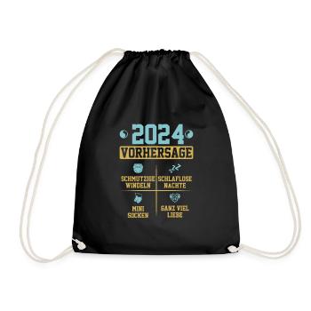Vorhersage werdende Mama 2024 Baby bald Papa - Turnbeutel - Schwarz - Vorne