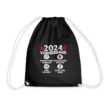 Baby Vorhersage 2024 werdende Mutter 2024 - Turnbeutel - Schwarz - Vorne