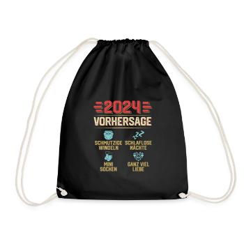 Vorhersage 2024 bald Vater Babyparty 2024 - Turnbeutel - Schwarz - Vorne