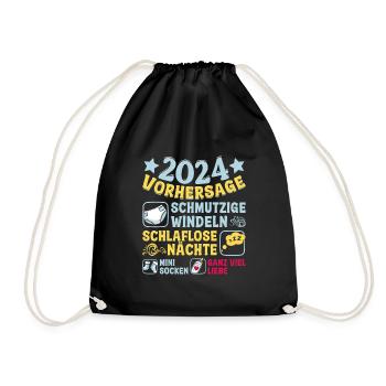 Vorhersage 2024 bald Vater Babyparty 2024 - Turnbeutel - Schwarz - Vorne