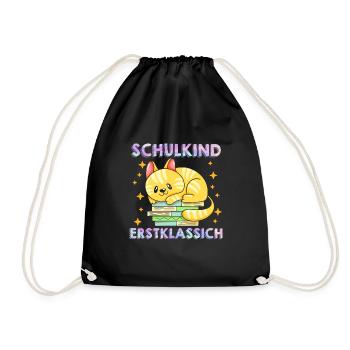 Schulkind Erstklassig Einschulung 1. Klasse - Turnbeutel - Schwarz - Vorne