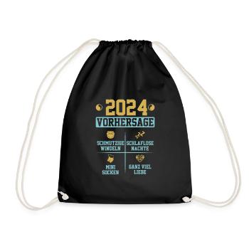 Vorhersage werdende Mama 2024 Baby bald Papa - Turnbeutel - Schwarz - Vorne