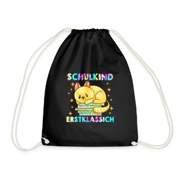Schulkind Erstklassig Einschulung 1. Klasse - Turnbeutel - Schwarz - Vorne