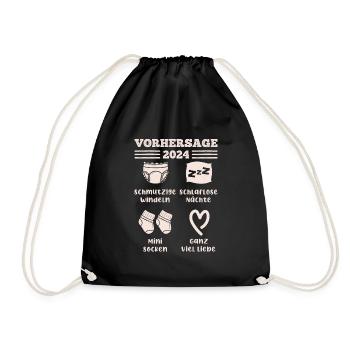 Bald Papa 2024 werdende Mama 2024 Babyparty - Turnbeutel - Schwarz - Vorne