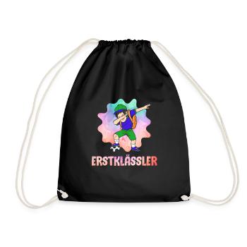 Erstklässler Schulkind Einschulung 1. Klasse - Turnbeutel - Schwarz - Vorne